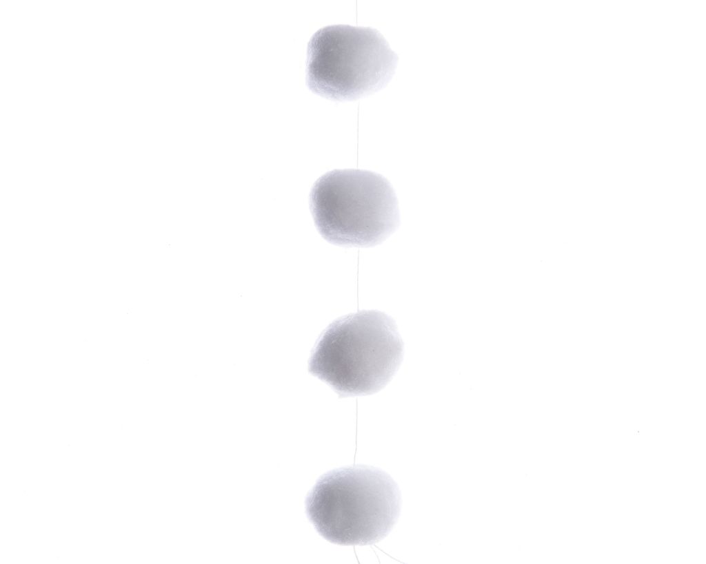 Schnee Girlande 4cm x 1,8m mit Wattebällchen Weiß Produktbild 