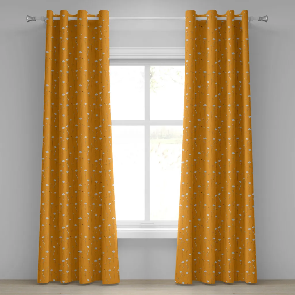 Rideau floral orange motif abstrait griffonné en tissu microfibre souple