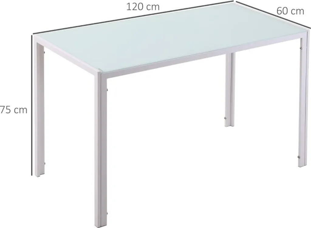Fortuna Lai Table à manger blanche moderne 120 x 60 x 75 cm pour cuisine