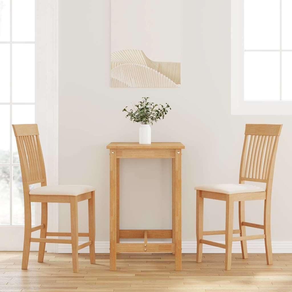 Maison Exclusive - Barhocker mit Kissen 2 Stk. Natur Massivholz Gummibaum
