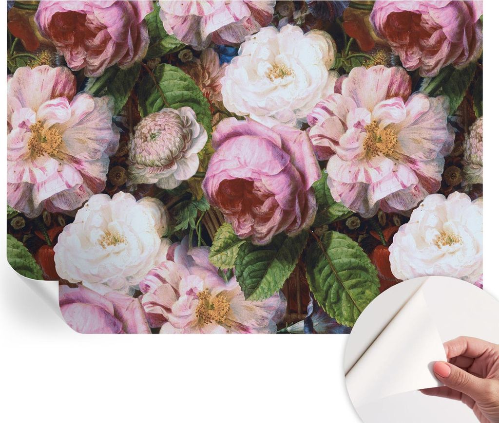 Selbstklebende Wandtapete - Dekorative Tapete für Wohnzimmer - Klebefolie für Wandbilder - Tapetenfolie für Wanddekoration - 208x146 cm - Floral...