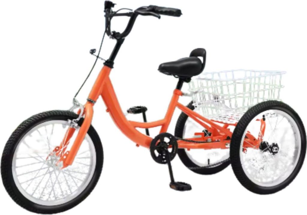 Kinderfahrrad 16 Zoll – Driewieler für Jungen – Orange – Mit Vorderkorb – Stabile Kinderdriewieler