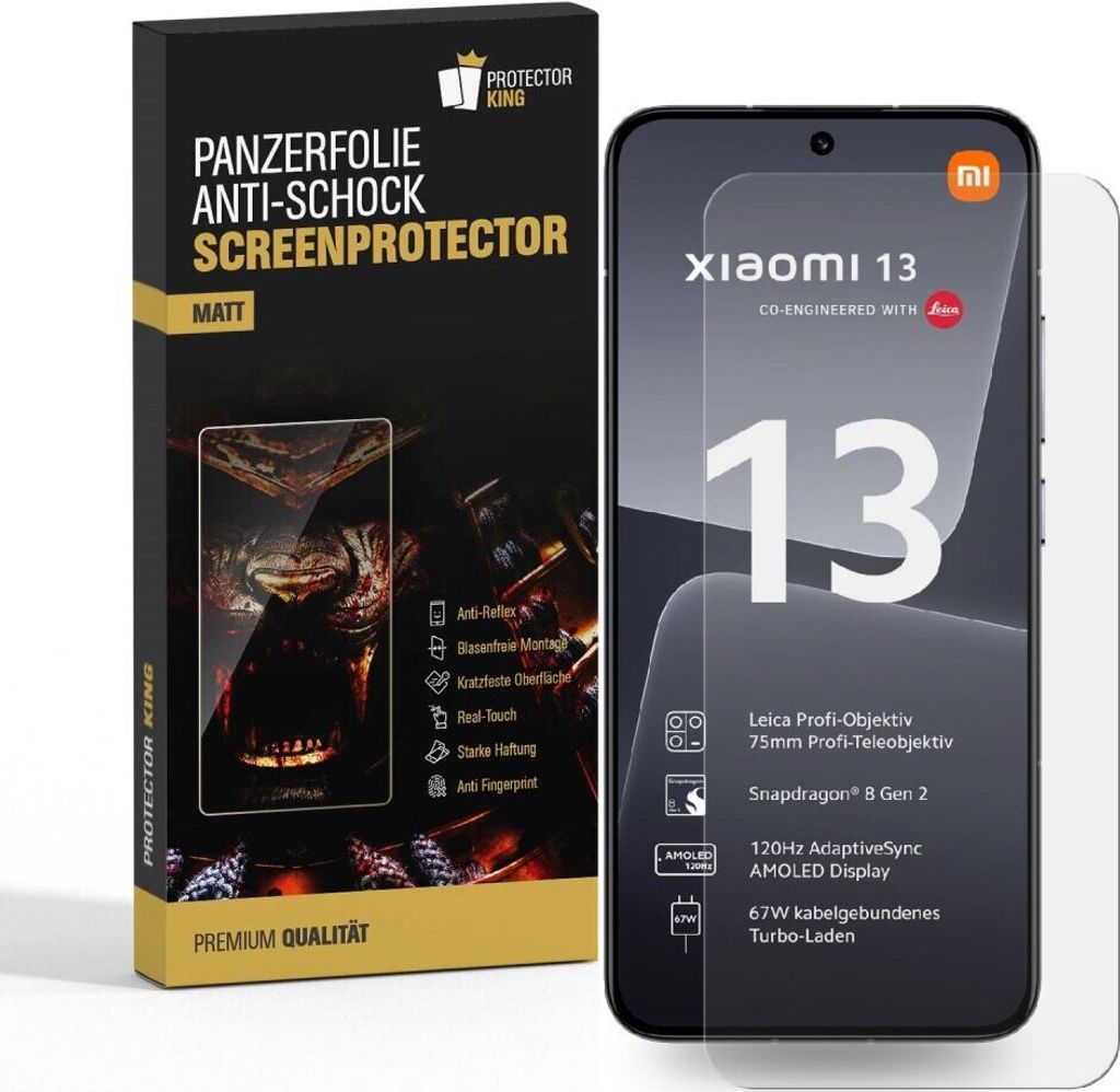 3x Panzerfolie für Xiaomi 13 MATT Displayschutz Schutzfolie Entspiegelt ANTI-SHOCK/ ANTI-KRATZ/ ANTI-BRUCH/ ANTI-SCHMUTZ