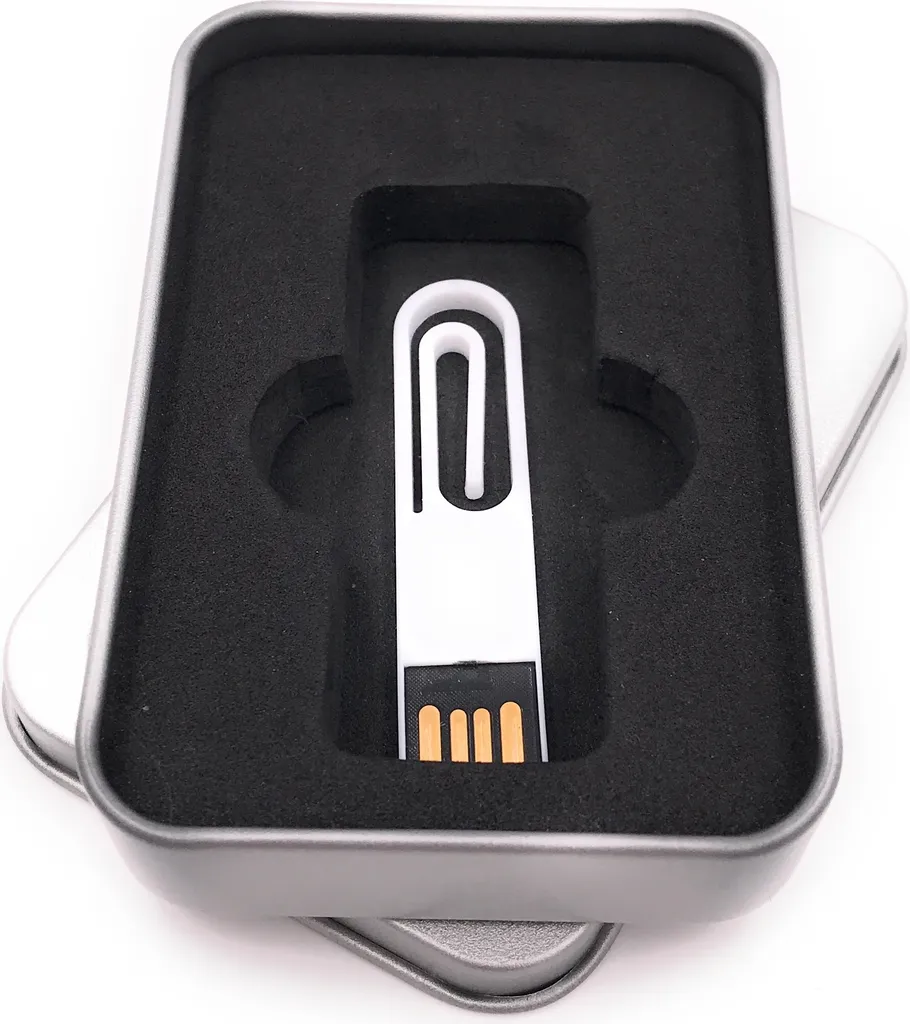 Onwomania paper clip paper clip paper white Chiavetta USB in confezione regalo in alluminio 16 GB USB 2.0