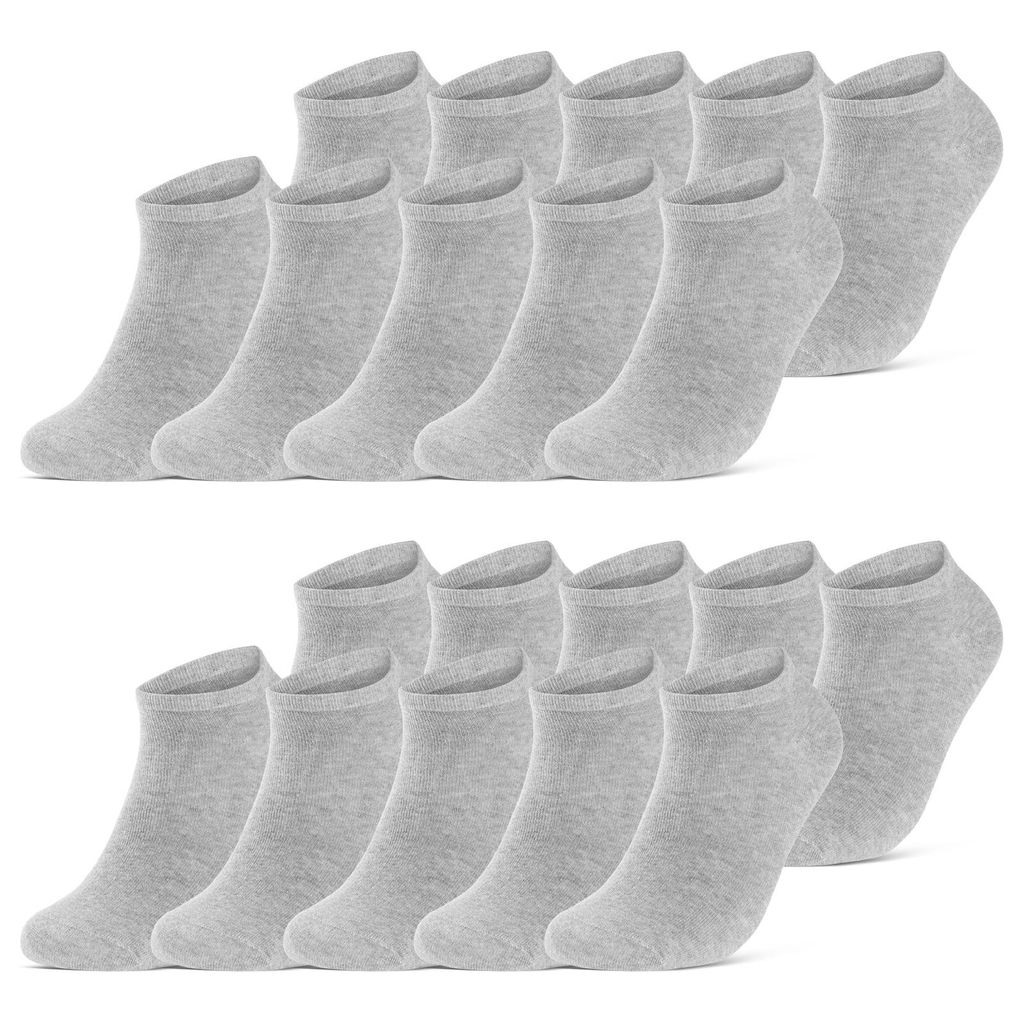 10 I 20 I 30 Paar Sneaker Socken Damen & Herren Schwarz & Weiß Baumwolle 10800 - 20 Paar Grau 35-38