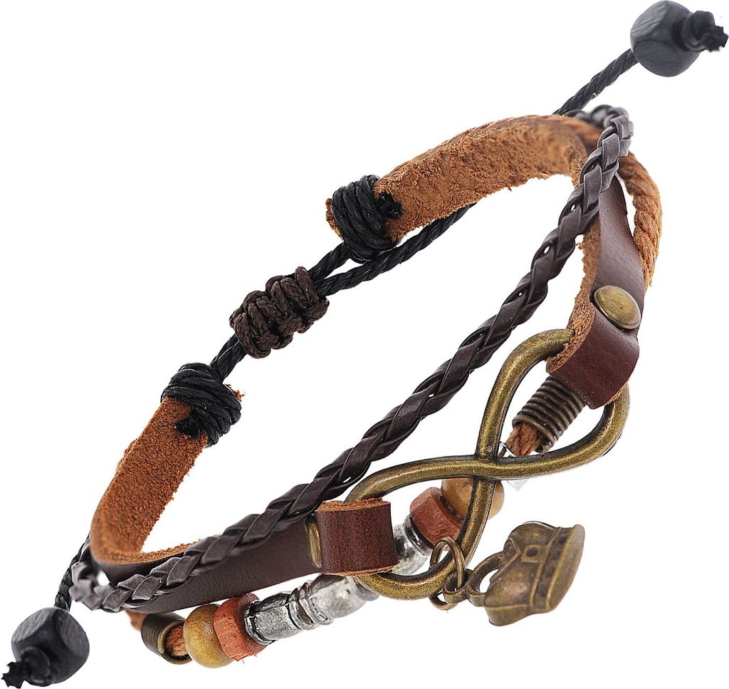trendor 75804 Armband mit Unendlichkeits-Symbol Leder/PU Braun-Schwarz 1