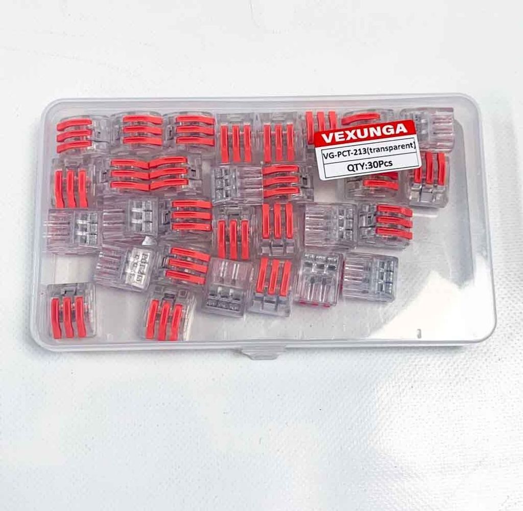 Verbindungsklemme 3 Häfen Kabelverbinder Transparent 250V 32A Schnell Anschlussklemmen Hebelklemme 0,08-4,0 mm² Leiter Klemme 30 Stück