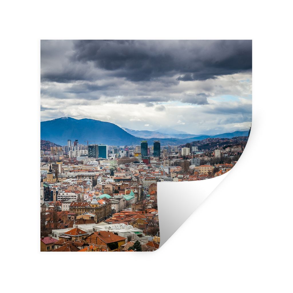 MuchoWow Wandtattoo Wandsticker Wandaufkleber Wolkendecke über Sarajevo Bosnien und Herzegowina 30x30 cm Selbstklebend und Repositionierbar - Re...