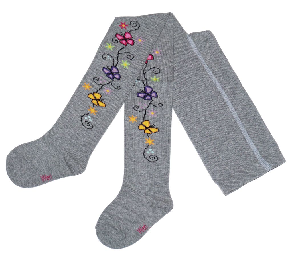 Katoenen leggings voor kinderen, motief: zilveren vlinder Productafbeelding 