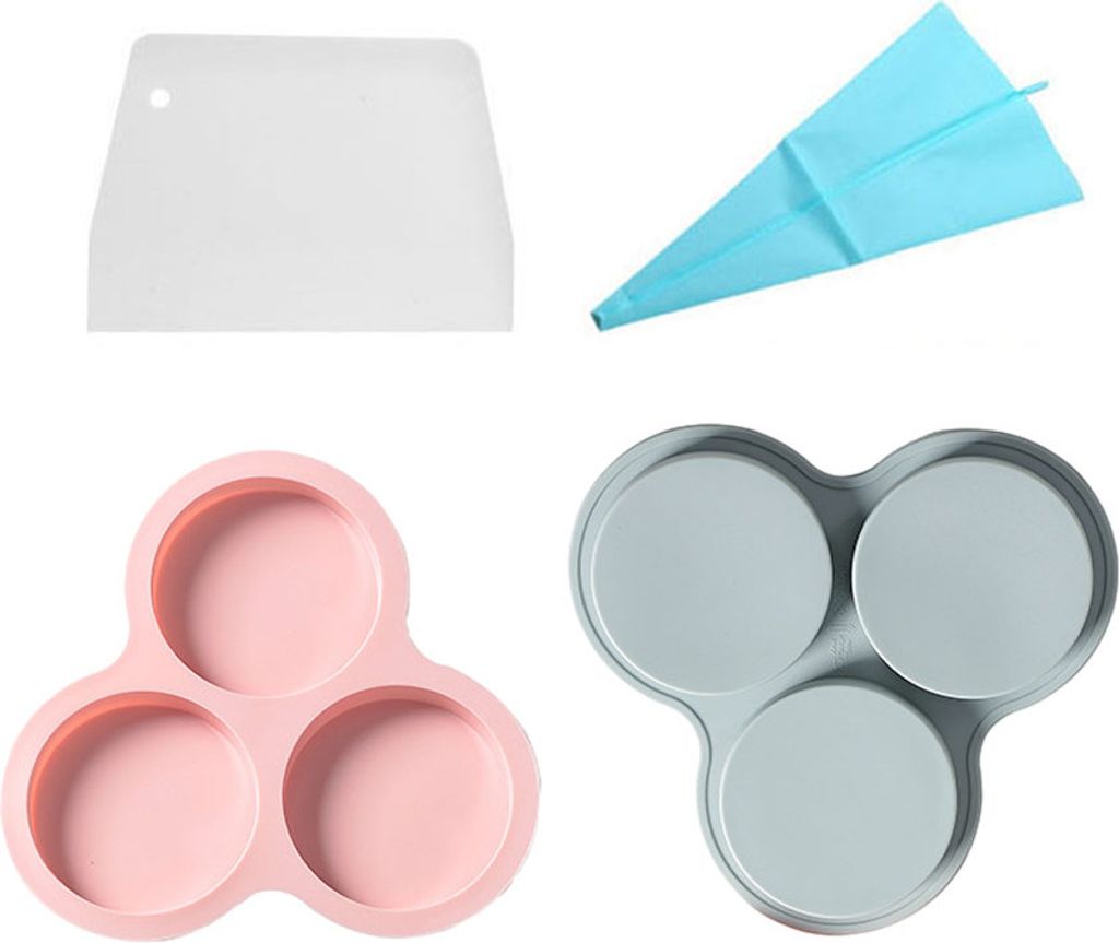 3 Hohlräume 10cm Silikon Runde Regenbogen-Kuchen-Backformen, Rundes Kuchen-Schichtformen-Set, Antihaft-Silikon-Kuchen-Backform, Flexible Backforme...