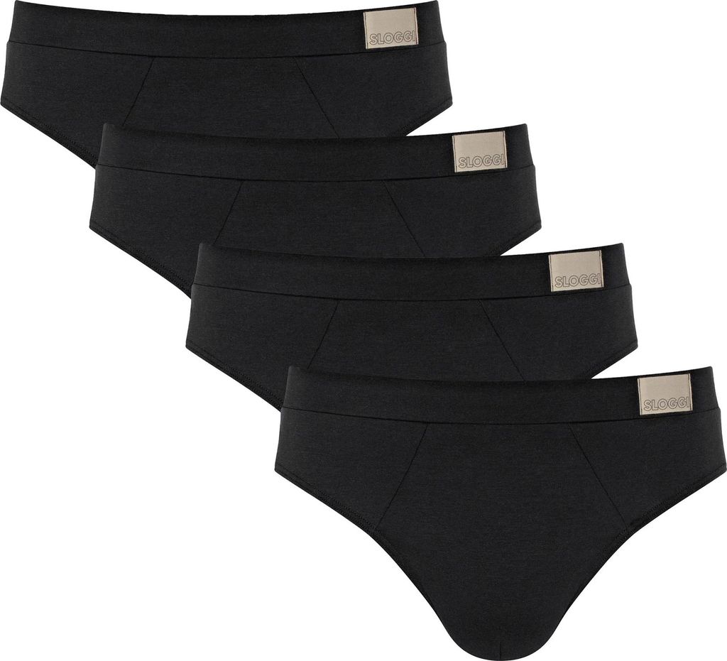 Sloggi Herren Slips, 4er Pack - GO Natural Brief C4P, Unterhose, Baumwolle Stretch Schwarz XL