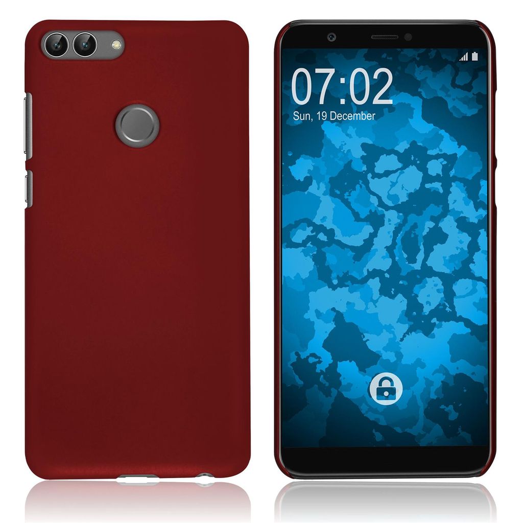 PhoneNatic Case kompatibel mit Huawei P Smart - Hülle rot gummiert Hard-case Cover