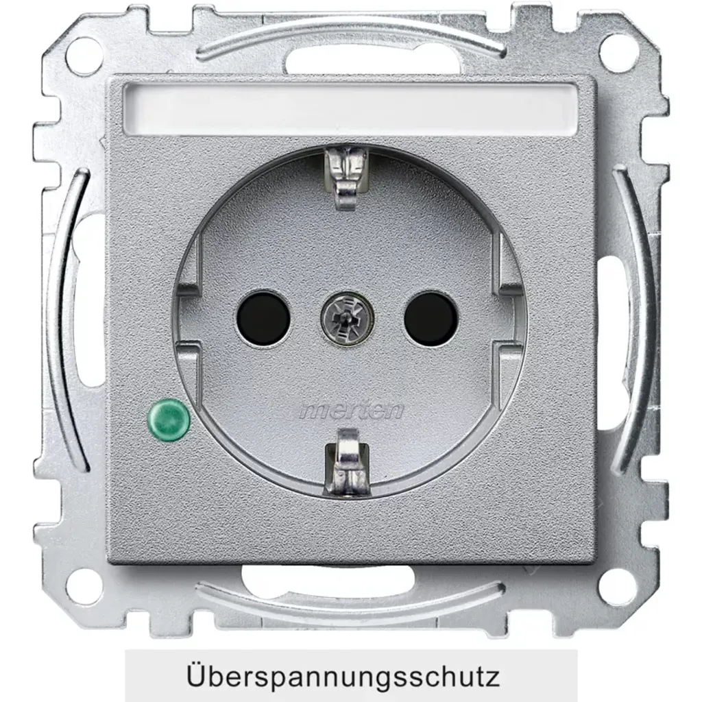 Prise de courant 2P+T Merten aluminium MEG2305-0460 standard CEBEC alu