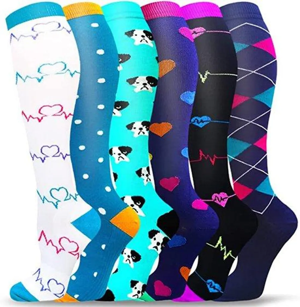 Bas de contention en fibres synthétiques L-XL pour sport et soin - 6 paires