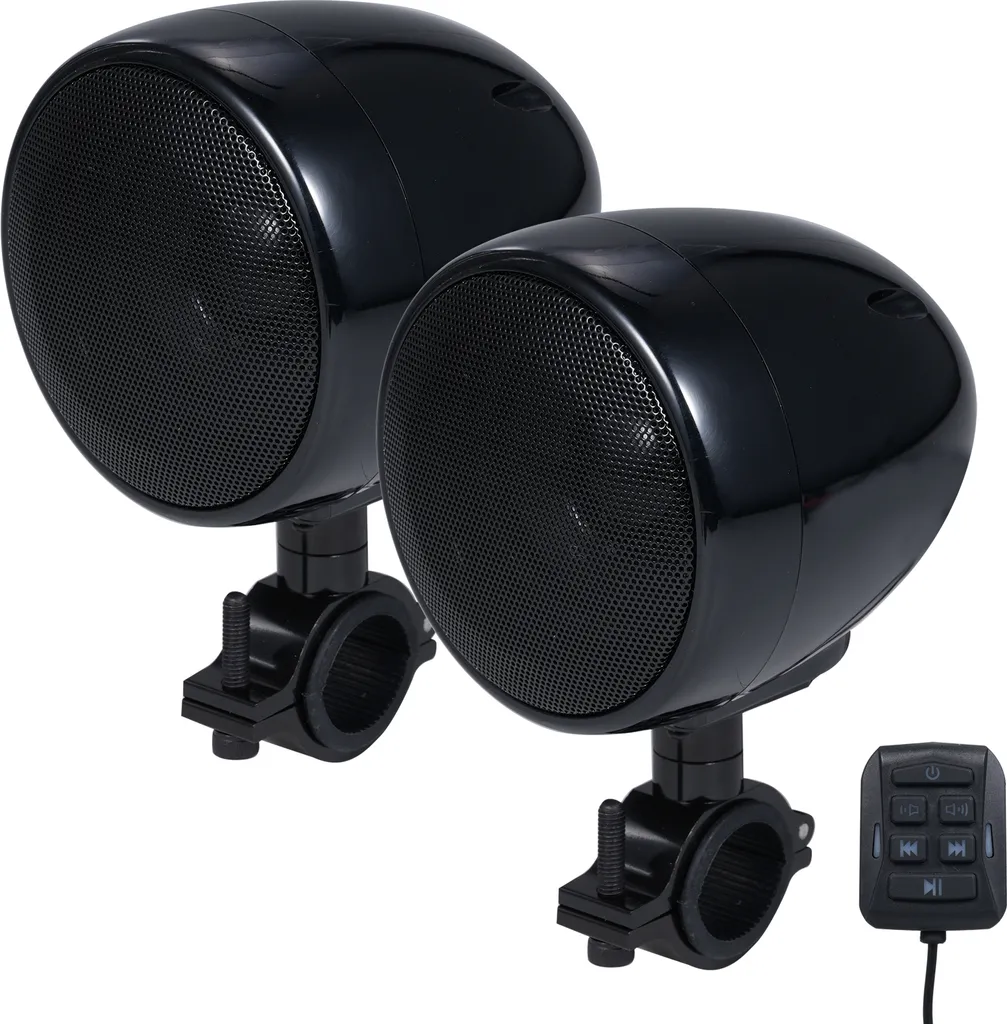 SPK400 Haut-parleur Moto Bluetooth 2x20W Étanche pour Guidon de Scooter