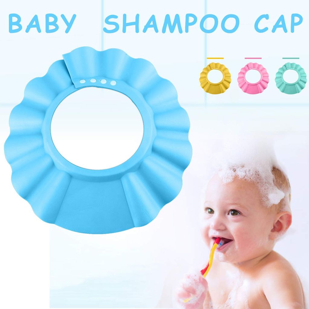 Einstellbare Baby Kinder Duschkappe Badekappe Schutz vor Shampoo und Wasser 