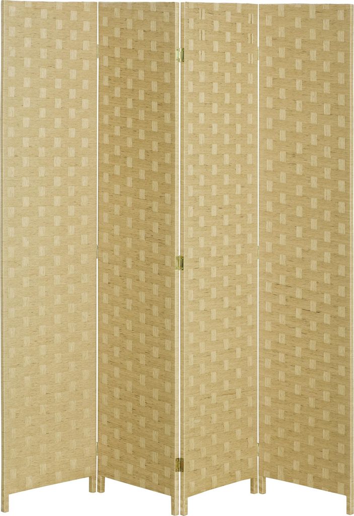 Paravent 4-teilig 159,5x169,5cm Raumteiler aus Wellenfaser für Wohnzimmer Braun
