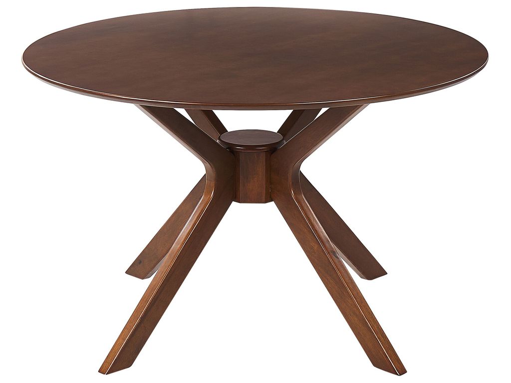BELIANI Esszimmertisch Dunkles Mahagoni Holz ø 120 cm Füße in Sternform Gummibaumholz und MDF-Platte Runder Tisch Retro-inspiriertes Design Modern