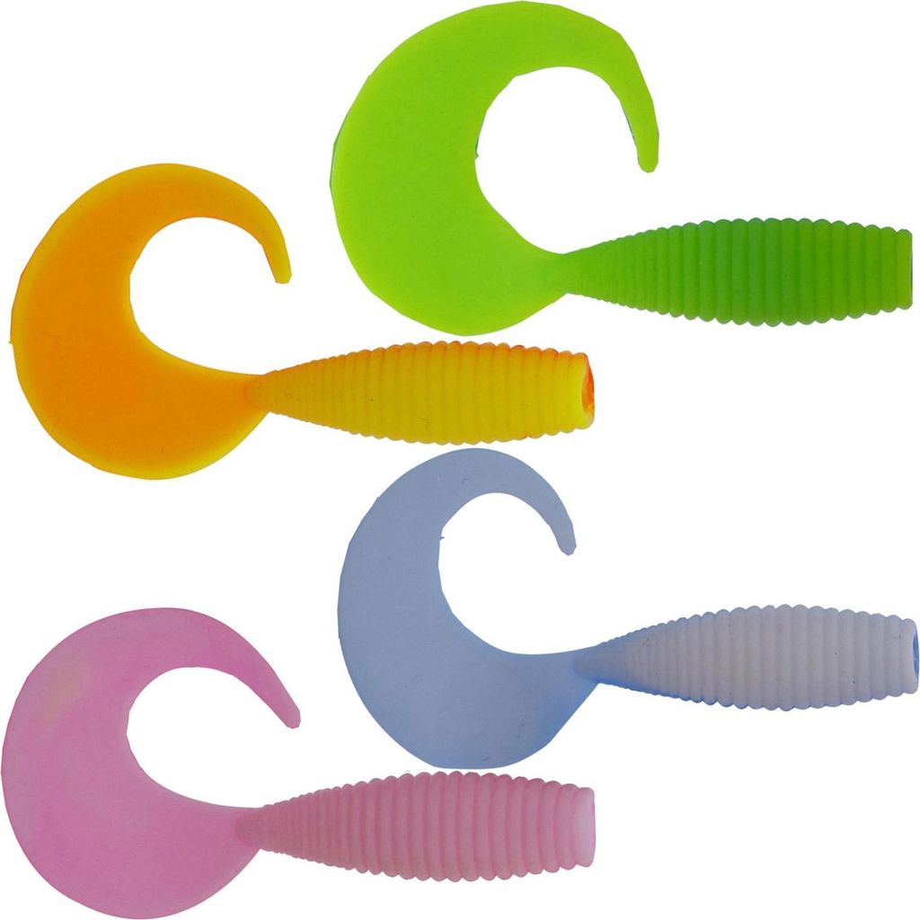 Kinetic Curlypup 5,1cm 2g Garlic -10 Gummiköder, Farbe:Baby Blue / White