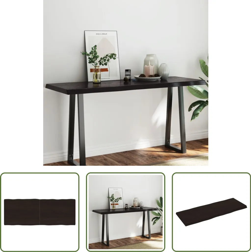 Top Tavolo Design 160x60 cm Legno Massello con Bordo Vivo Naturale