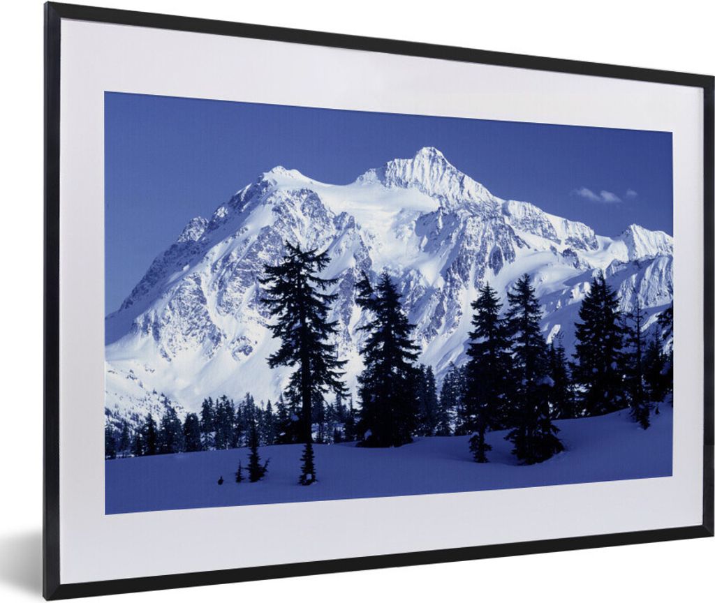 MuchoWow Gerahmtes Poster Berg mit ewigem Schnee 60x40 cm - Poster mit Schwarzem Bilderrahmen Wandposter Rahmen Foto Bilder - Schlafzimmer - Plak...
