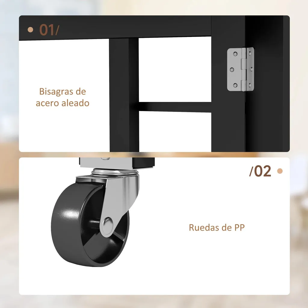 Table d'appoint pliante pour petit appartement - Noir - 120 cm - 6