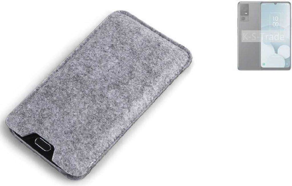 K-S-Trade Filz Handyhülle kompatibel mit TCL 40 XL Schutzhülle Filztasche Filz Tasche Case Sleeve Handy Hülle Filzhülle grau