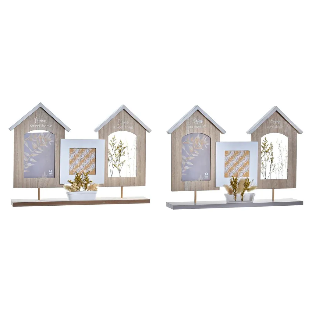 Cadre photo DKD Home Decor bois fleur naturelle 42x29 cm lot de 2 pièces