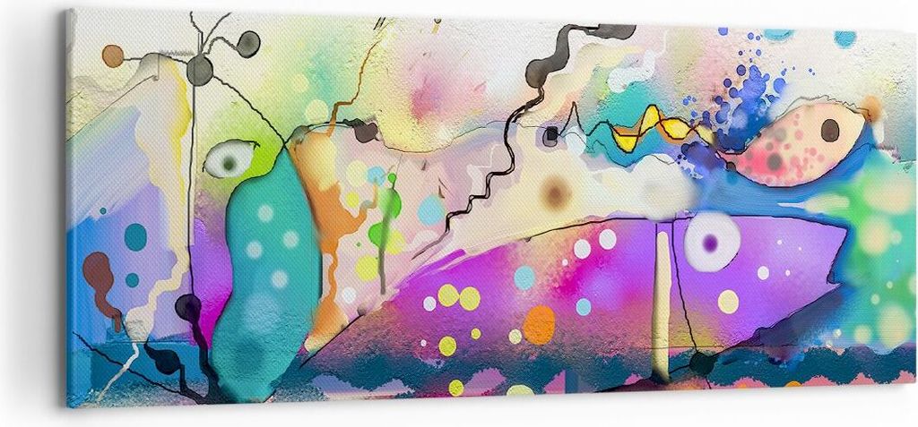 Bild auf Leinwand - Leinwandbild - Fisch Abstraktion - 120x50cm - Wand Bild - Wanddeko - Wandbilder - Leinwanddruck - Bilder - Kunstdruck - Wanddek...
