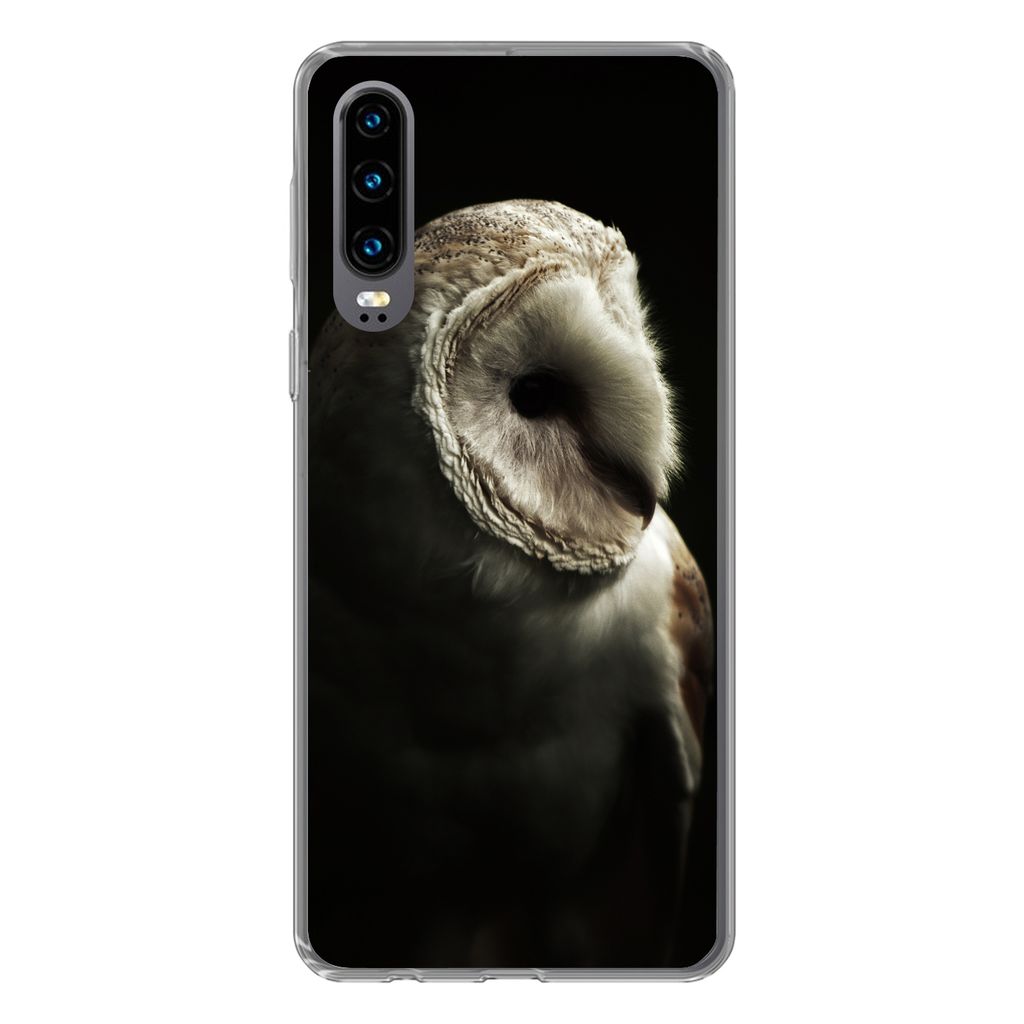 MuchoWow Handyhülle Schutzhülle Hülle für Huawei P30 Eule - Vogel - Porträt Silikon Softcase Handy Hülle - Kartenbesitzer