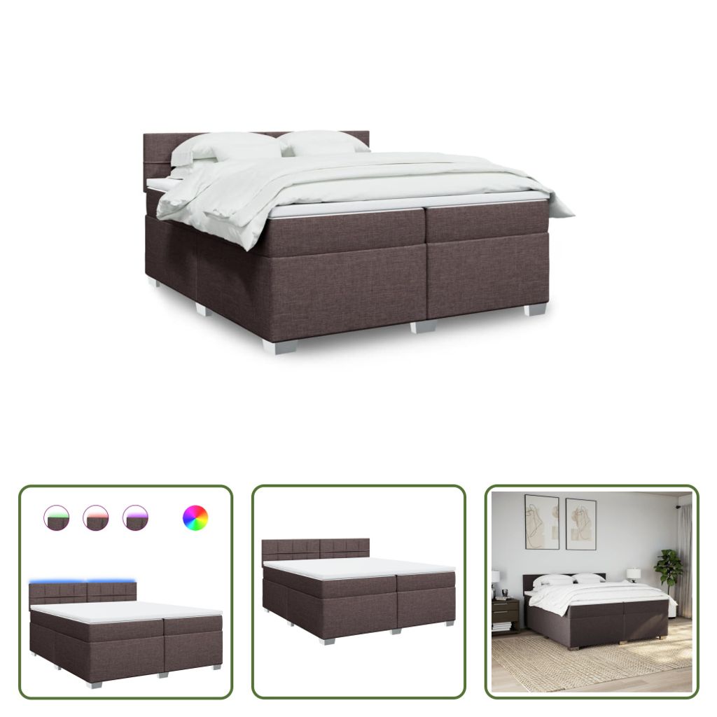 The Living Store Boxspringbett mit Matratze Dunkelbraun 200x200 cm Stoff