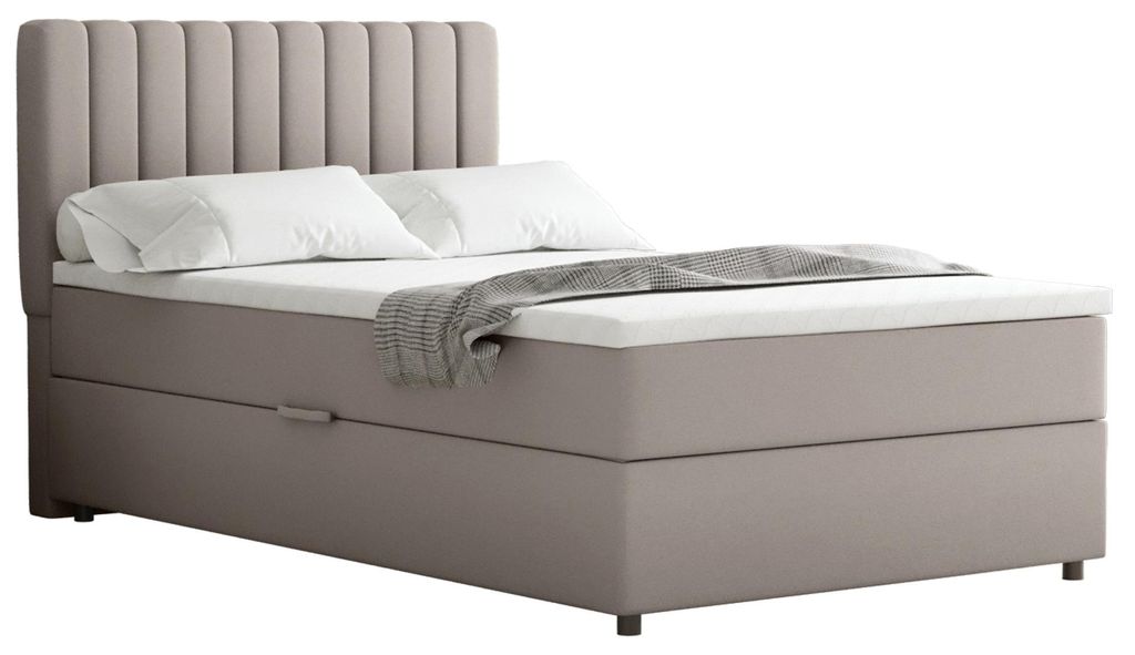 Boxspringbett 120x200 EVEREST, mit Topper, mit Bettkästen, Einzelbett, Dunkelbeige, Panda Möbel