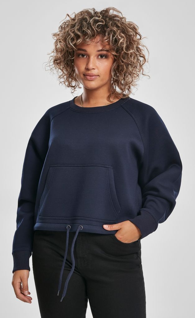 Urban Classics Damen Pullover Ladies Oversized Short Raglan Crew Midnightnavy-5XL