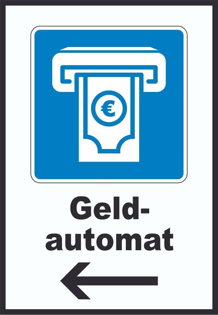Geldautomat Pfeil links A1 Rückseite selbstklebend