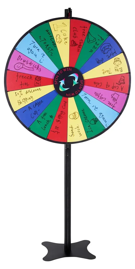 Roue de la fortune effaçable 91 cm avec 18 segments et pied robuste - 9
