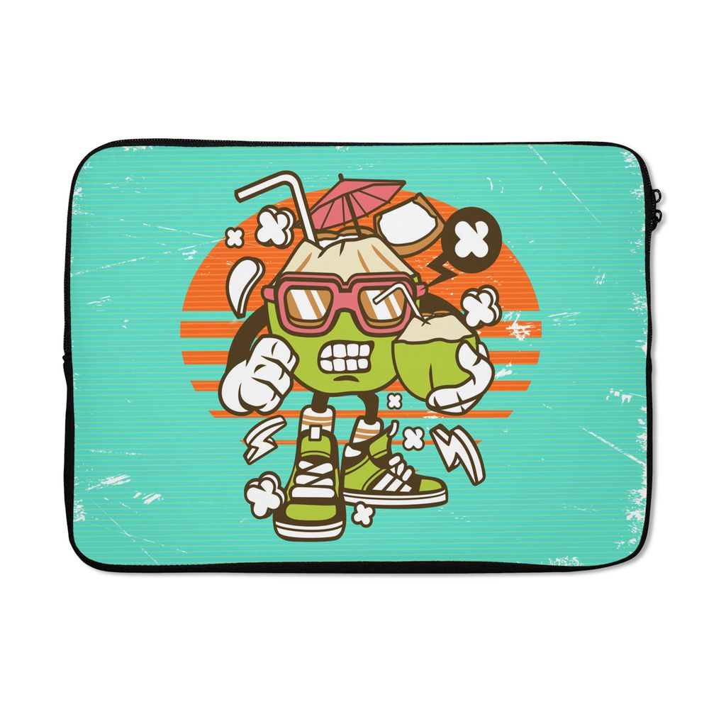 MuchoWow Laptop Hülle 13 Zoll Kokosnuss - Sonnenbrille - Retro Laptoptasche - Laptophülle - Sleeve - Rundumschutz