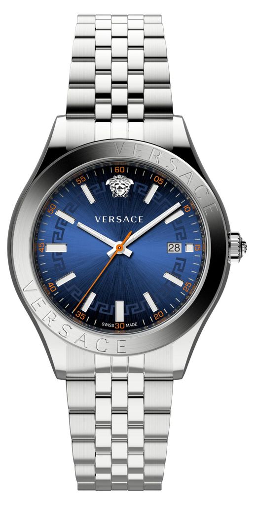 Versace Armbanduhr Uni Hellenyium 42 mm Silber Blau VEVK00921