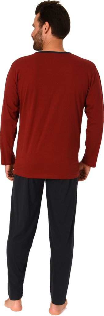Lässiger Herren Pyjama langarm Schlafanzug in toller Optik - 212 101 10 901 ; rot , 54
