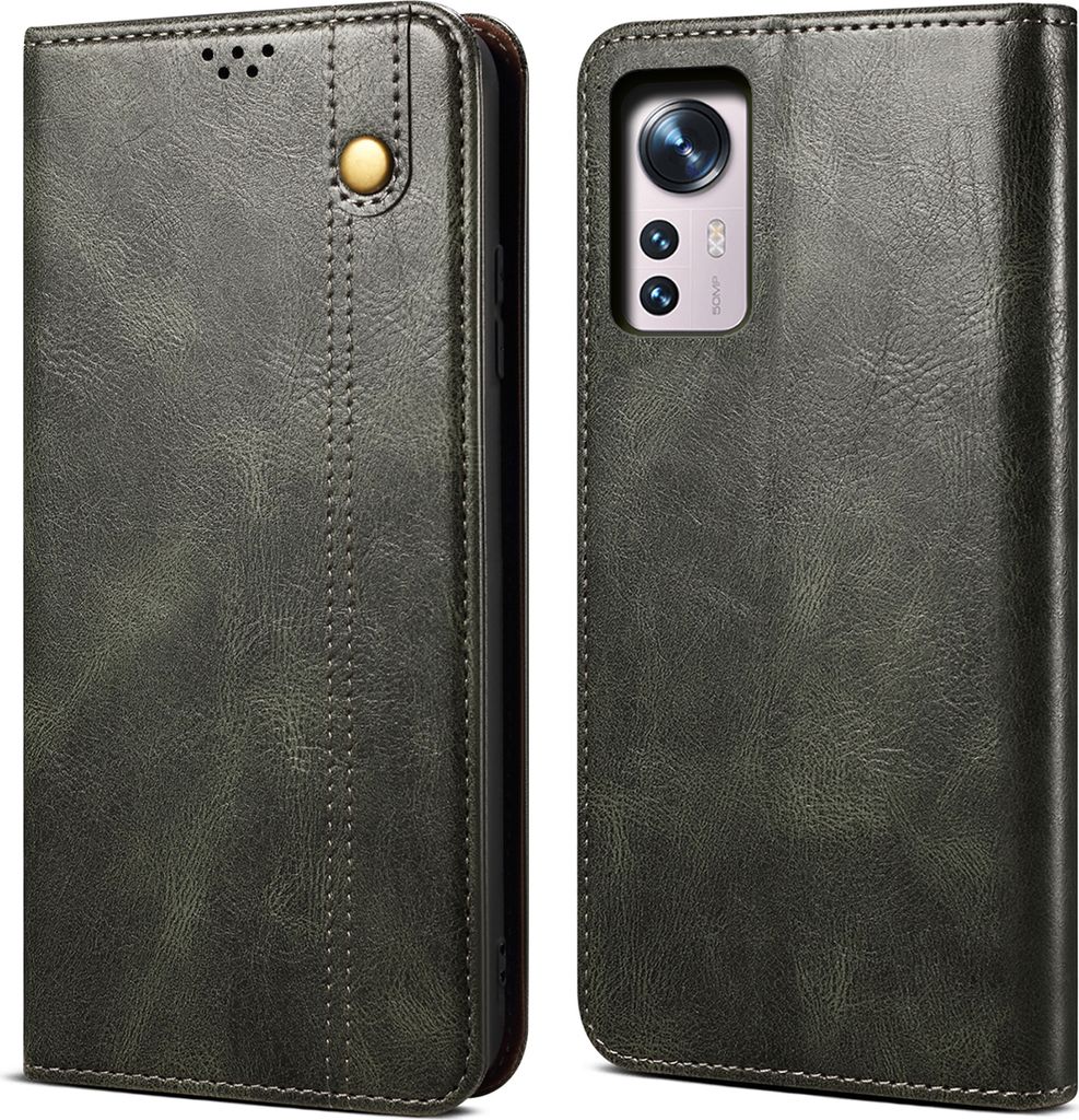 Xiaomi 12 Hülle, Leder Flip Brieftasche Schutzhülle für Xiaomi 12 Grün