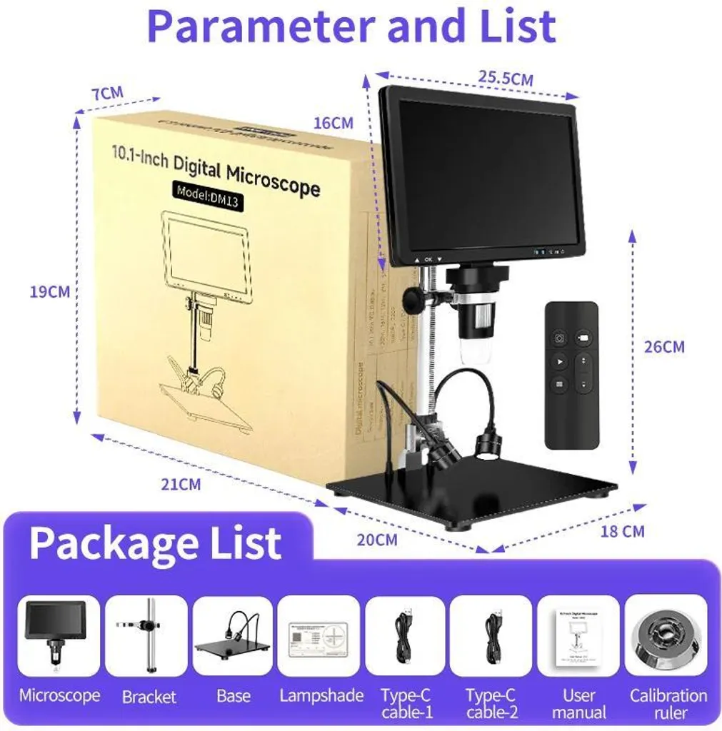 Microscope vidéo LCD DM13 haute résolution 1080p pour micro-électronique - 6