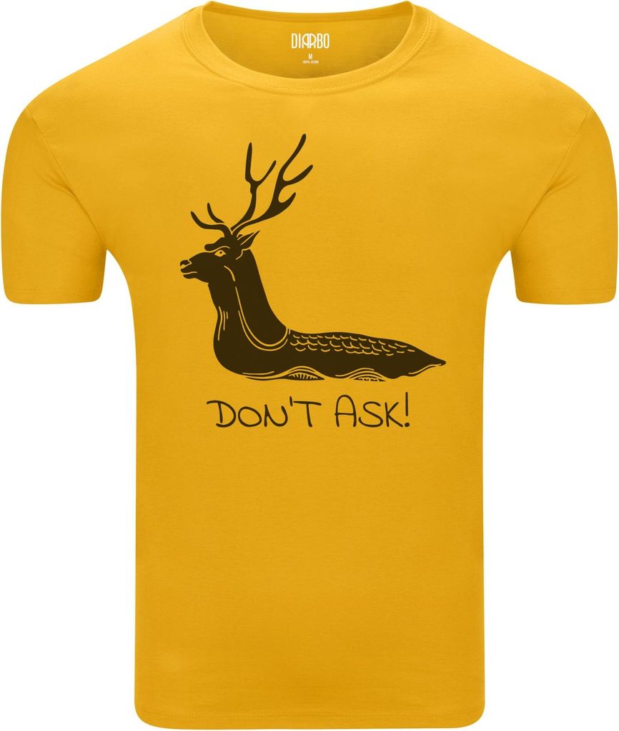 Diarbo Herren T-Shirt mit Lustigem Tierliebhaber Druck Nicht fragen Gelb Gr.L