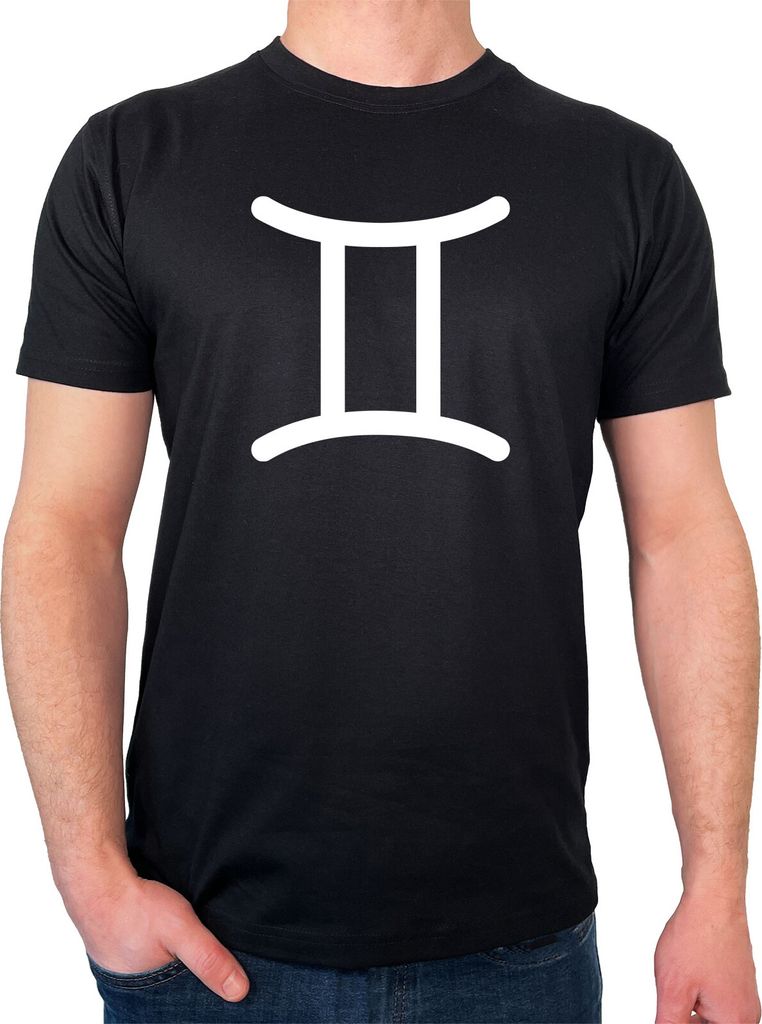 Huuraa Herren T-Shirt Zwillinge Sternzeichen Zeichen XL Black Bio Baumwolle Fairtrade Herrenshirt Geschenkidee