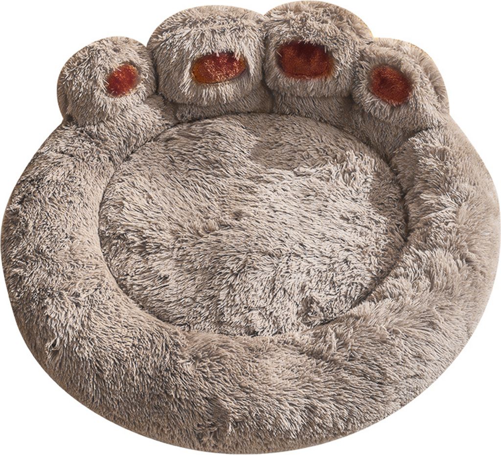 Haustiernest, Pfotenförmiges Haustierbett, warm, bequem, rutschfest, flauschig, Plüsch, Schlafnest für Katzen und Hunde, Heimtierbedarf