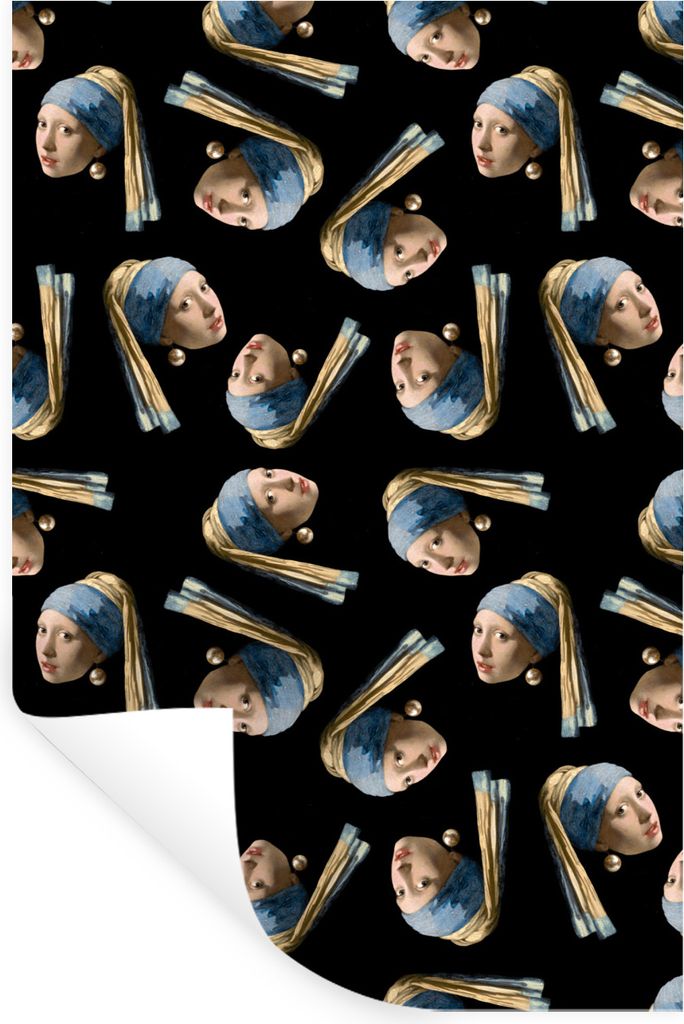 MuchoWow Wandtattoo Wandsticker Wandaufkleber Muster - Mädchen mit Perlenohrring - Vermeer 80x120 cm Selbstklebend und Repositionierbar - Reposi...