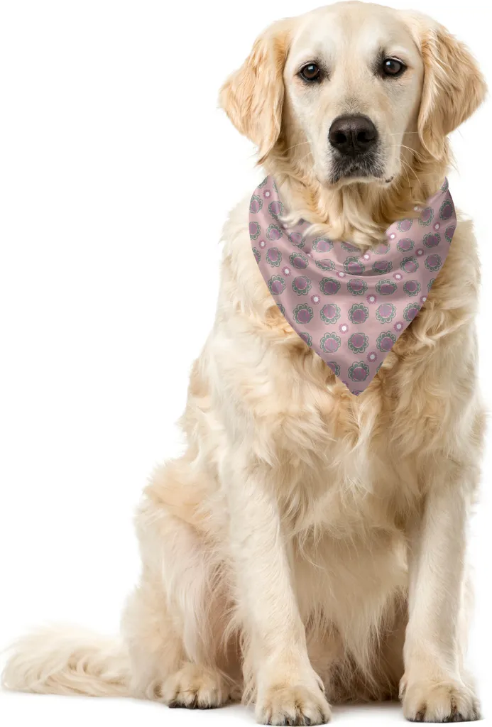 Bandana per Cani ABAKUHAUS Disegno Floreale Rosa e Verde 55x55 cm
