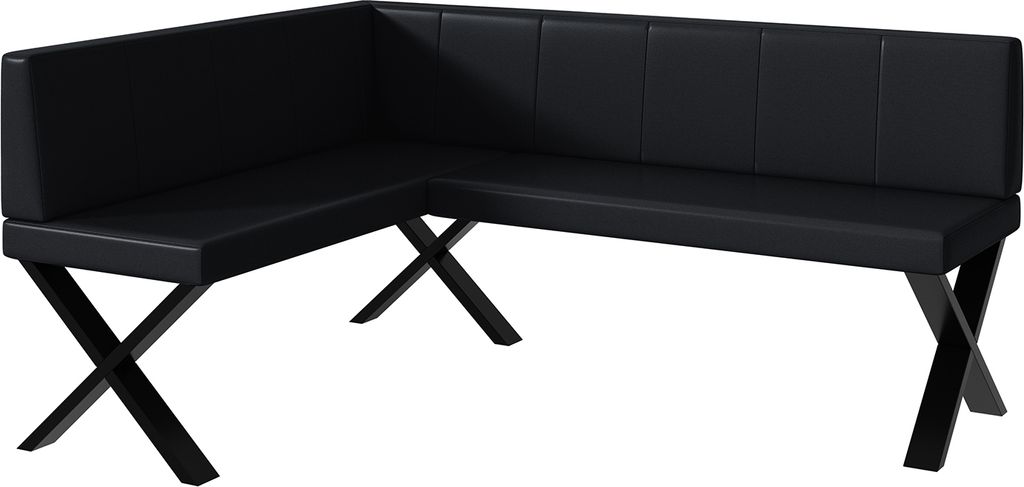 MEBLINI Eckbank für Esszimmer - Küchenbank - Essecke - Sitzecke Küche - PETER - X-Beine 128x168x87cm Links - Schwarz Kunstleder
