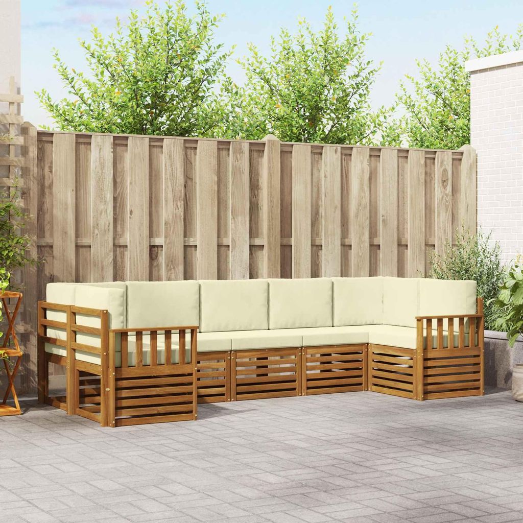 "Neues Produkt" Sofagarnituren - CLORIS - Terrassen-Sofa - 7 pcs - Natur und Creme Massivholz Akazie - Modern Gartensofas V2210