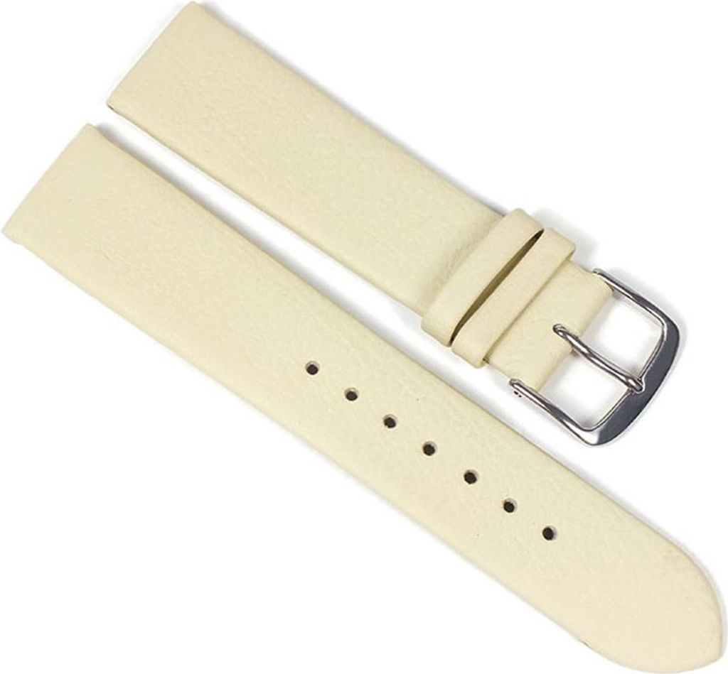 Uhrenarmband | weiches Leder beige ohne Naht flach 23204S, Stegbreite:10mm