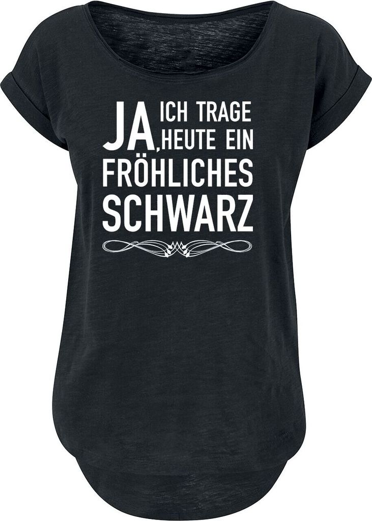 Sprüche T-Shirt Damen Fröhliches schwarz schwarz XS