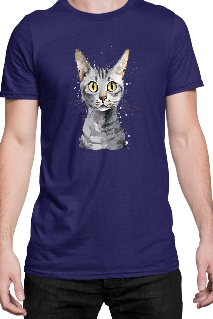 Herren T-Shirt Funny Cats Breeds Egyptian Mau Cat 021, Man 2XL / Dunkelblau
